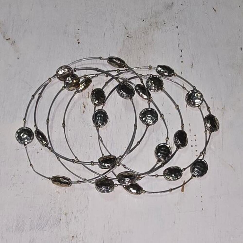 Treska Brutalist‎ Silver tone Wire Beaded Bracelets